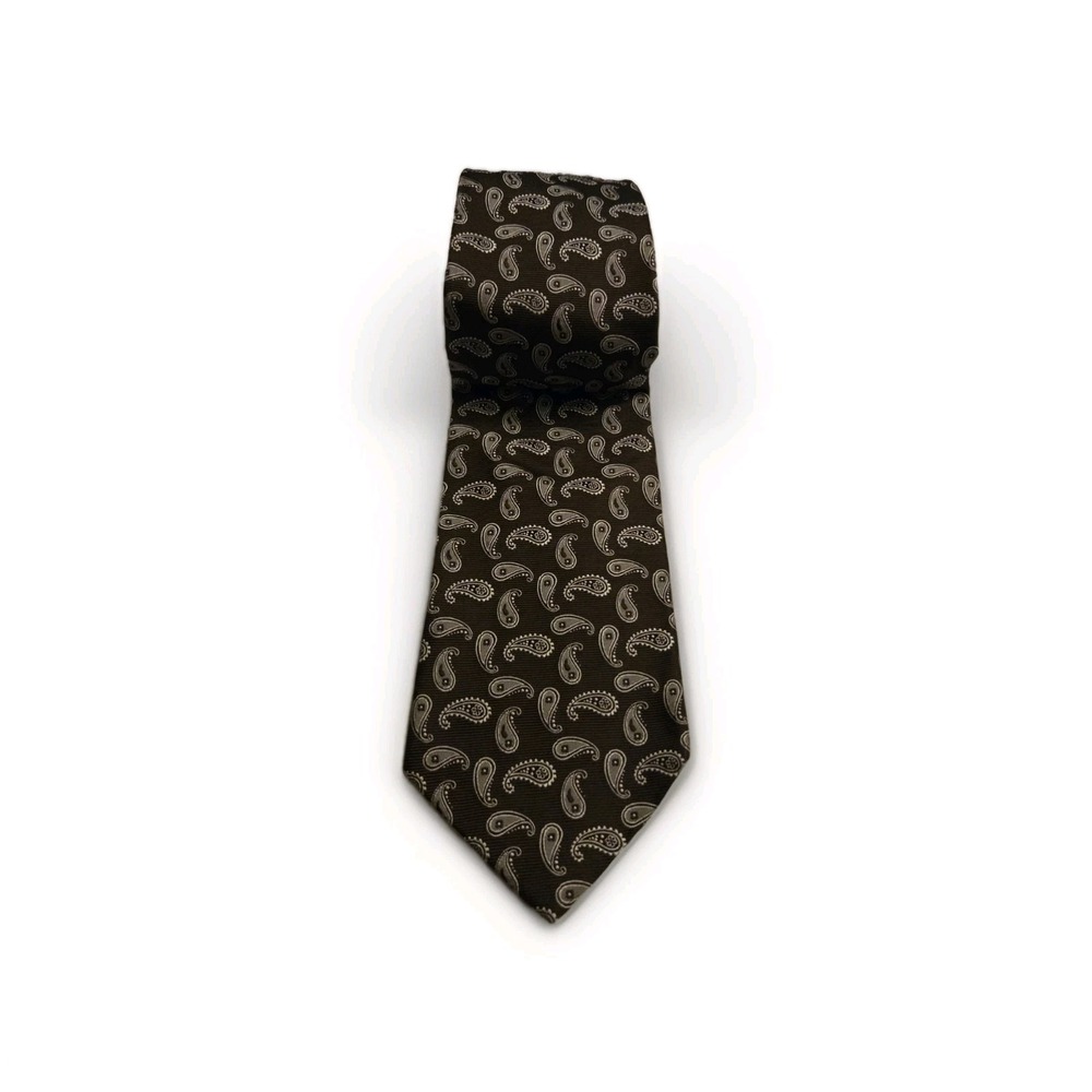 Brooks Brothers Makers Men's Silk Tie‎ Brown Paisley Pattern Woven Italy USA